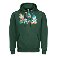 Sports Green winter snowman coffee cups Zipper Hoodie - AdoDesignShop