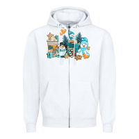 White winter snowman coffee cups Zipper Hoodie - AdoDesignShop