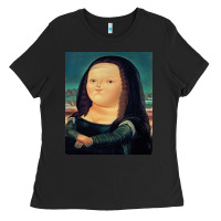 Black fernando botero mona lisa Ladies Tee - artisFamous