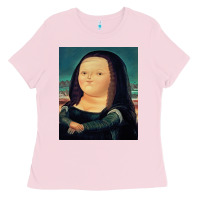Bubblegum Pink fernando botero mona lisa Ladies Tee - artisFamous
