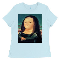 Baby Blue fernando botero mona lisa Ladies Tee - artisFamous