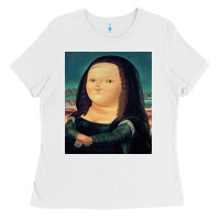 White fernando botero mona lisa Ladies Tee - artisFamous