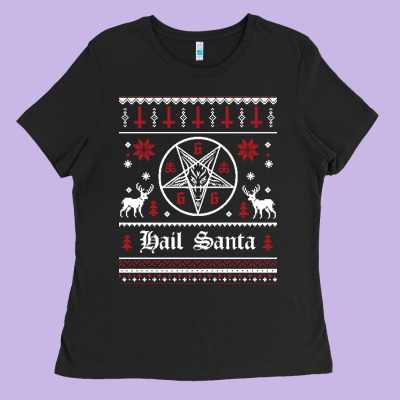 Hail Santa Ugly Christmas Sweater   Sweatshirt Ladies Tee Designed By Artisfamous