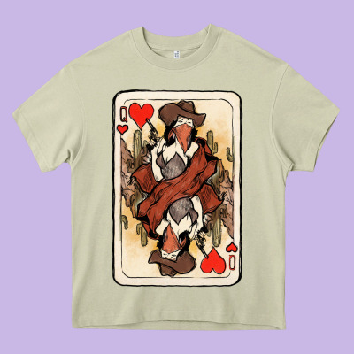 Queen Of Hearts Cowgirl Heavy Core Tee Designed By Howdyjamesfarm