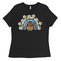 Black Easter Bunny with carrot rainbow Easter Day Ladies Tee - HowdyJamesFarm