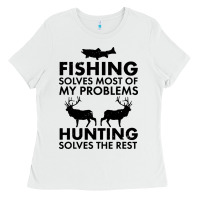 White funny fishing and hunting Ladies Tee - artisFamous