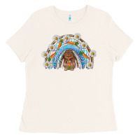 Bone Easter Bunny with carrot rainbow Easter Day Ladies Tee - HowdyJamesFarm