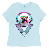 Baby Blue bichons frise dog vintage Ladies Tee - artisFamous