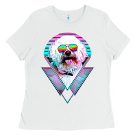 White bichons frise dog vintage Ladies Tee - artisFamous