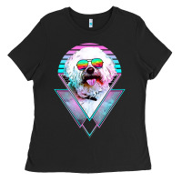 Black bichons frise dog vintage Ladies Tee - artisFamous