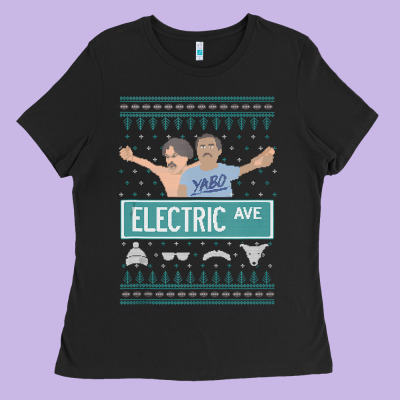 Pardon My Take Electric Avenue Ugly Christmas Sweater Ladies Tee Designed By Artisfamous