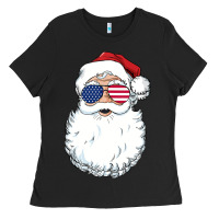 Black santa claus  u.s.a sunglasses christmas in july santa Ladies Tee - artisFamous