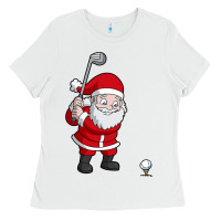 White santa claus golf christmas golfer golfing gift Ladies Tee - artisFamous