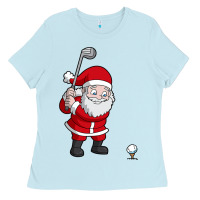 Baby Blue santa claus golf christmas golfer golfing gift Ladies Tee - artisFamous