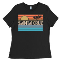 Santa C.r.u.z Cali Sunset 70s 80s Surfer Summer Sun Ladies Tee | Teevron
