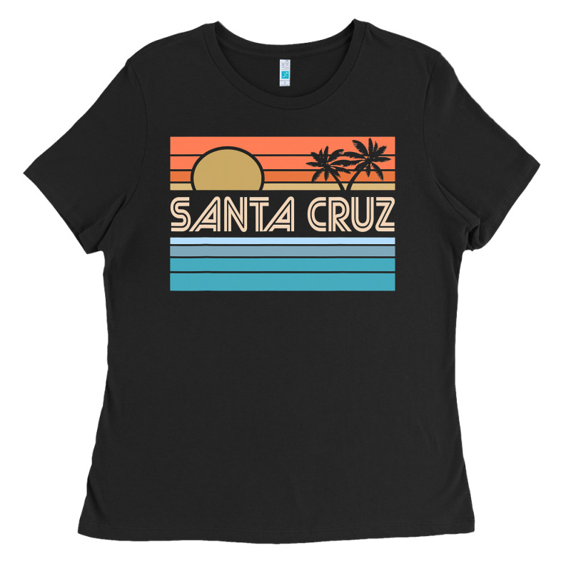 Santa C.r.u.z Cali Sunset 70s 80s Surfer Summer Sun Ladies Tee by artisFamous | Teevron