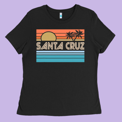 Santa C.r.u.z Cali Sunset 70s 80s Surfer Summer Sun Ladies Tee Designed By Artisfamous