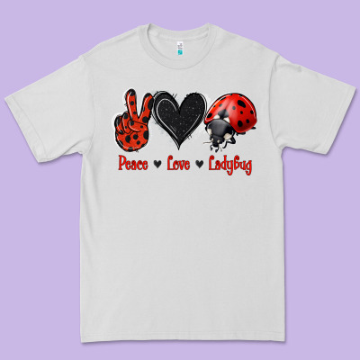 Peace Love Ladybug Premium Tee Designed By Jasminsmagicworld