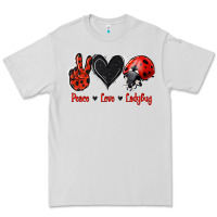 Dove Grey Peace Love Ladybug Premium Tee - Jasminsmagicworld