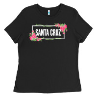 Black santa c.r.u.z cali  floral hibiscus flower Ladies Tee - artisFamous