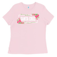 Bubblegum Pink santa c.r.u.z cali  floral hibiscus flower Ladies Tee - artisFamous