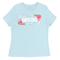 Baby Blue santa c.r.u.z cali  floral hibiscus flower Ladies Tee - artisFamous