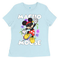 Baby Blue macho mouse Ladies Tee - artisFamous