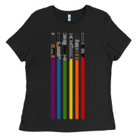 Black rainbow lightsaber Ladies Tee - artisFamous
