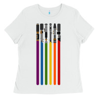 White rainbow lightsaber Ladies Tee - artisFamous