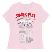 Bubblegum Pink shark fest Ladies Tee - artisFamous