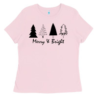 Bubblegum Pink merry and bright Ladies Tee - artisFamous