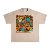 French Oak western aztec bull skull seamless pattern Urban Heavy Tee - FaDigitalArtStudio