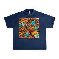 Navy western aztec bull skull seamless pattern Urban Heavy Tee - FaDigitalArtStudio