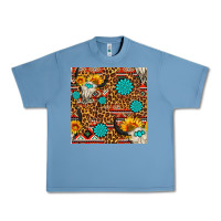Pebble Blue western aztec bull skull seamless pattern Urban Heavy Tee - FaDigitalArtStudio