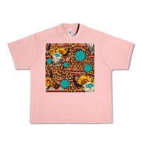 Salmon western aztec bull skull seamless pattern Urban Heavy Tee - FaDigitalArtStudio