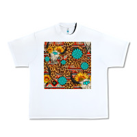 White western aztec bull skull seamless pattern Urban Heavy Tee - FaDigitalArtStudio