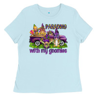 Baby Blue Parading with my gnomies Ladies Tee - HowdyJamesFarm
