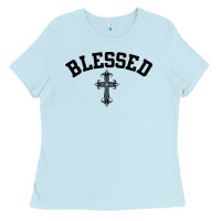 Baby Blue blessed christian christianity Ladies Tee - artisFamous