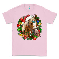 Bubblegum Pink horse christmas wreath Classic Tee - CowGirlArtShop