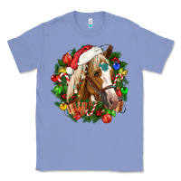 Colony Blue horse christmas wreath Classic Tee - CowGirlArtShop