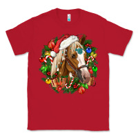 Red horse christmas wreath Classic Tee - CowGirlArtShop
