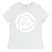 White celtic trinity knot crow spiritual mandala Ladies Tee - artisFamous