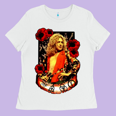 Vintage Image Robert Plant Ladies Tee Designed By Artisfamous