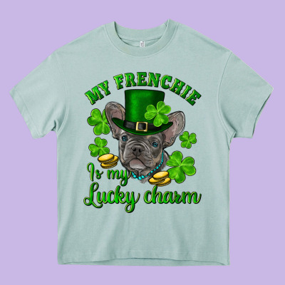 St.patricks Day My French Bulldog Is My Lucky Char Heavy Core Tee Designed By Ranaportraitstore