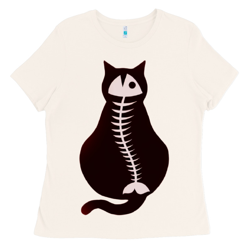 Cat With Fish Bone Ladies Tee by artisFamous | Teevron