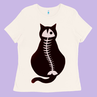 Cat With Fish Bone Ladies Tee Designed By Artisfamous