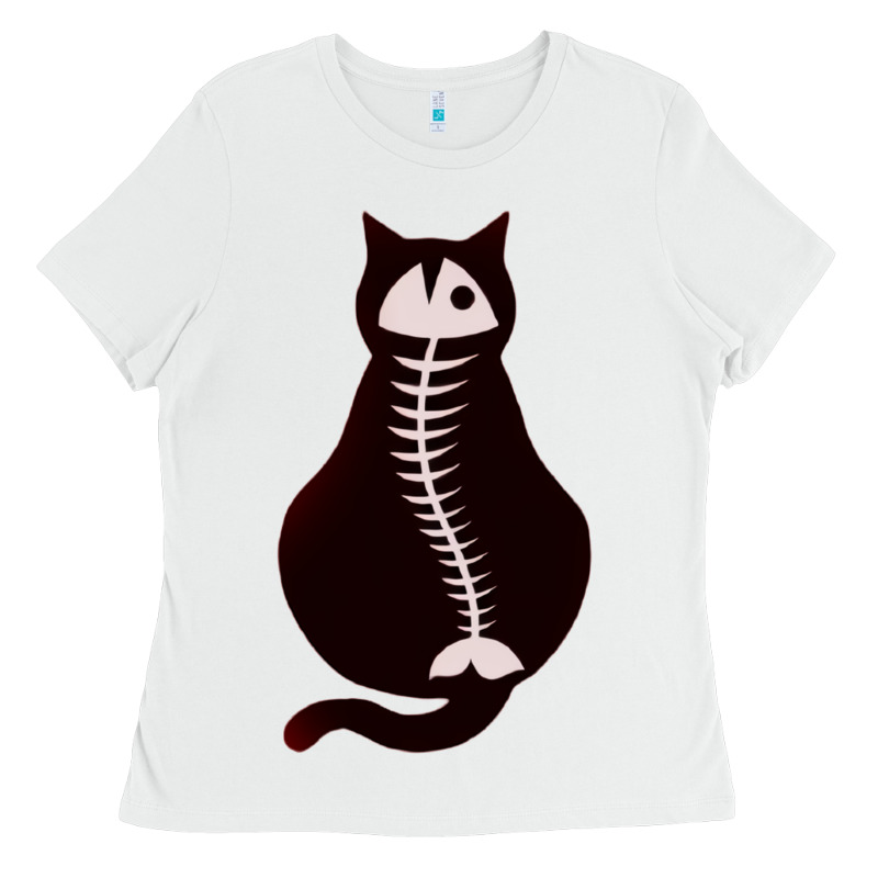 Cat With Fish Bone Ladies Tee by artisFamous | Teevron
