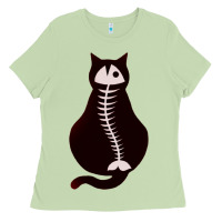 Cat With Fish Bone Ladies Tee | Teevron