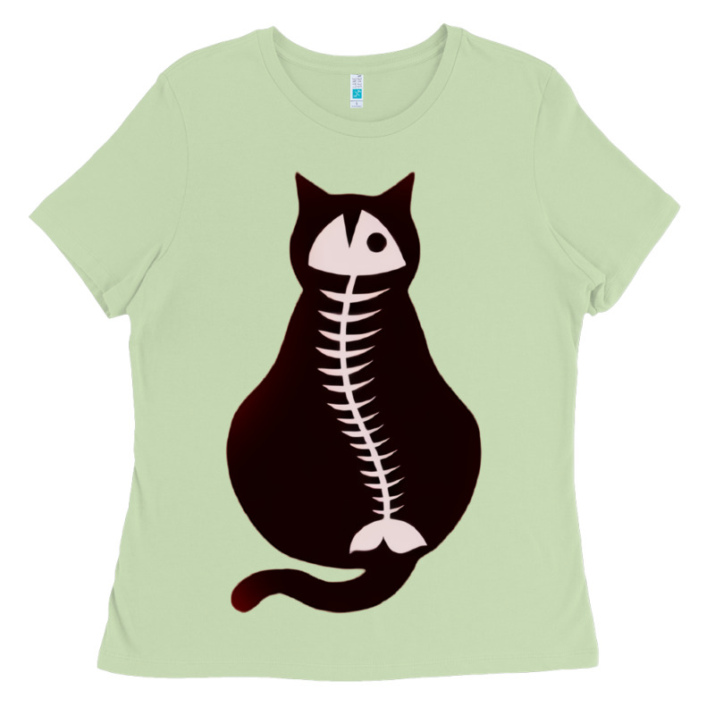 Cat With Fish Bone Ladies Tee by artisFamous | Teevron