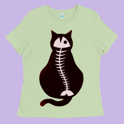 Cat With Fish Bone Ladies Tee Designed By Artisfamous
